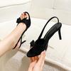 Sexy Summer Women Sandals Open Toe High Heels Thin Thick Heel Bow Backless Hollow Out Vintage Shoes Ladies