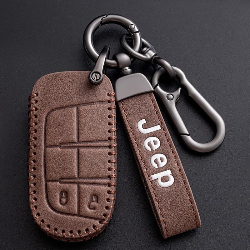 Hochwertige Neue Leder Auto Schlüsselabdeckung Hülle Fob für Jeep Renegade Compass Grand Cherokee für Chrysler 300C Wrangler Zubehör