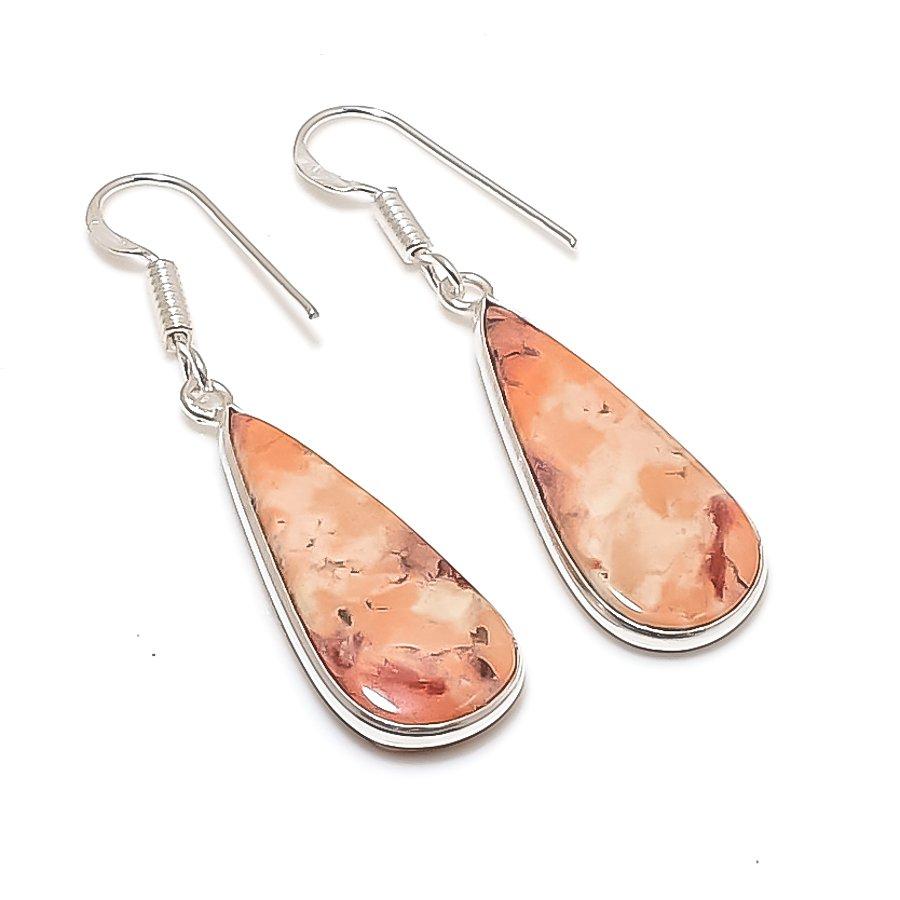 Natural Red River Jasper Gemstone 925 Sterling Silver Jewelry Earring 1.85  AE-12191