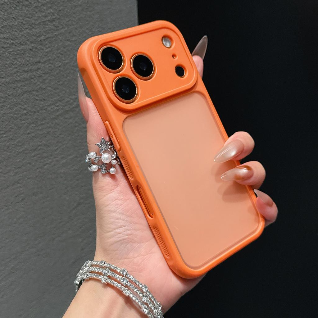 Luxury Orange Shield Transparent Phone Case for IPhone 17 Air 16 15 14 Plus 13 12 11 17 Pro Max Lens Protection Shockproof Cover