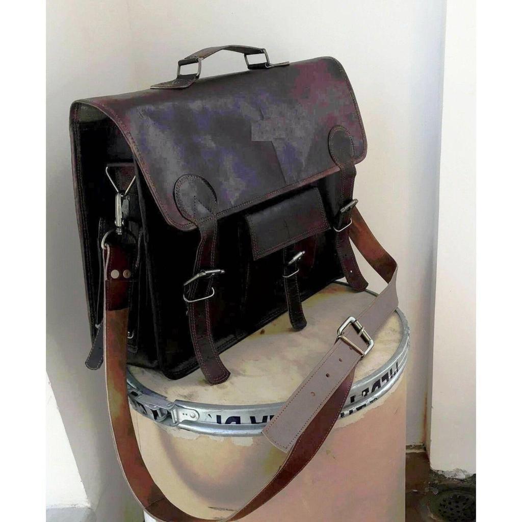 Herren Vintage Braun Leder Handtasche Messenger Schulter Laptop Tasche Aktentasche