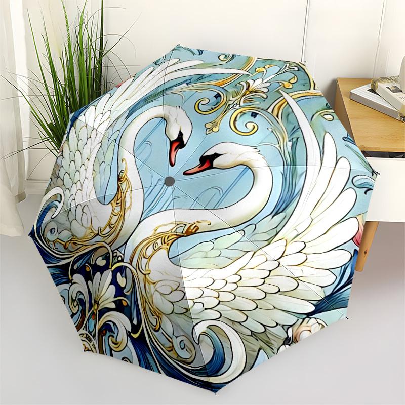 

1pc Swan Art Nouveau Design Automatic Open/Close Umbrella - Portable Collapsible Umbrella with 8-Rib Stability, Fashion Lovers yy251017096