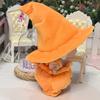 Doll Clothes Halloween Pumpkin Overalls Plush Doll Costume with Black Hat Cute Outfit for 15cm Dolls Display