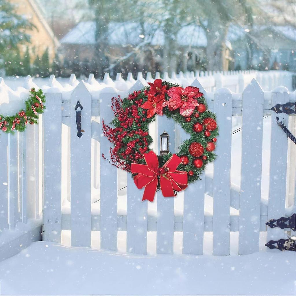 Christmas Wreath Wall Hanging Ornament Merry Christmas Front Door Decorative Wreath,Artificial Pine