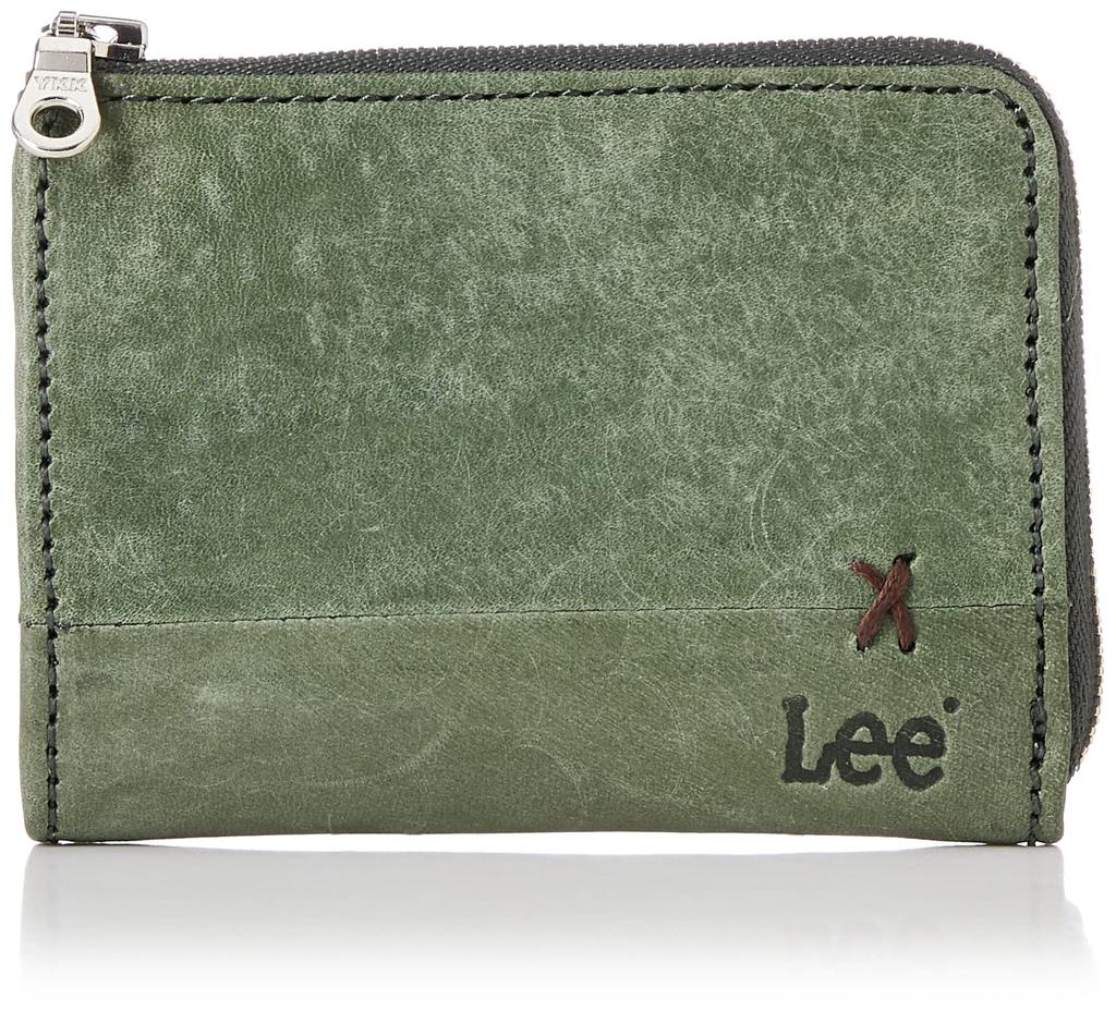 Lee Coin Maya Coin Card Dyed Italian Green "MAYA" Purse, Berry, Case, Slots, L-Shaped Zipper, 3-Layer Leather,