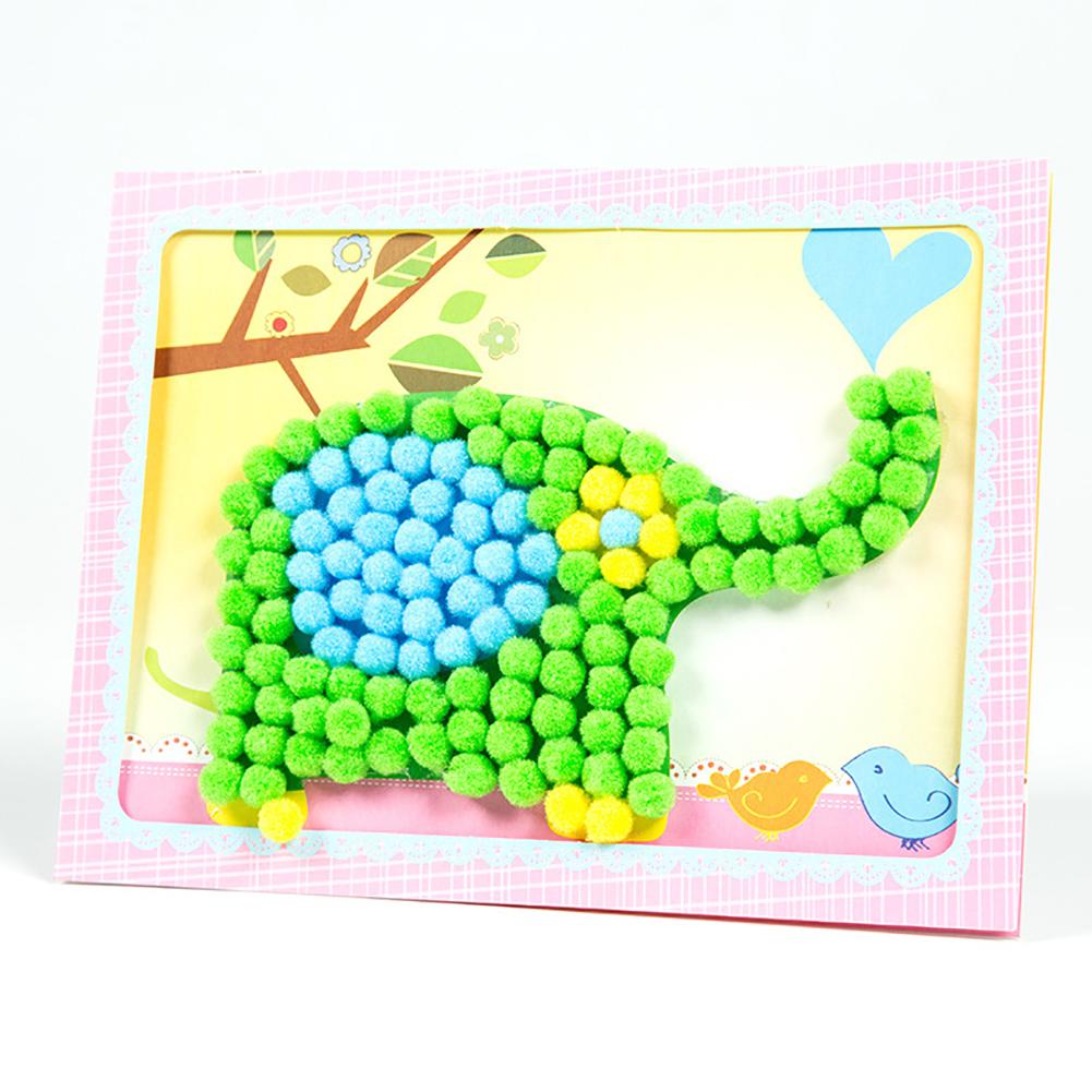 Creative DIY  Kids Plush Ball Painting Stickers Children Educational Handmade Material Cartoon Puzzles Crafts Toys