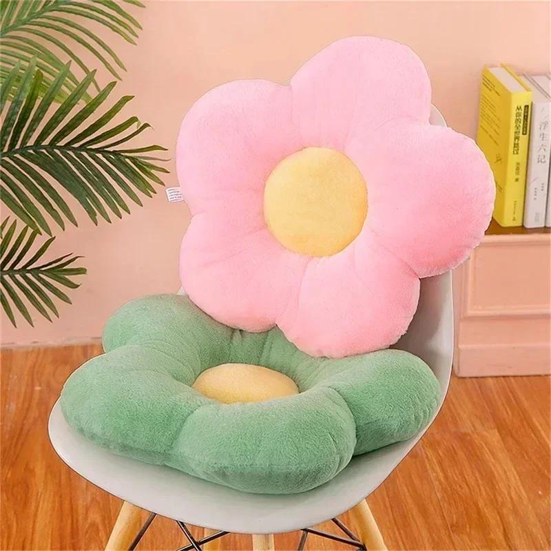 2025 New Flower Plush Shape Pillow Cushion Office Sunflower Cushions Solid Color Home Supplies for Girls Baby Home Decor Gift