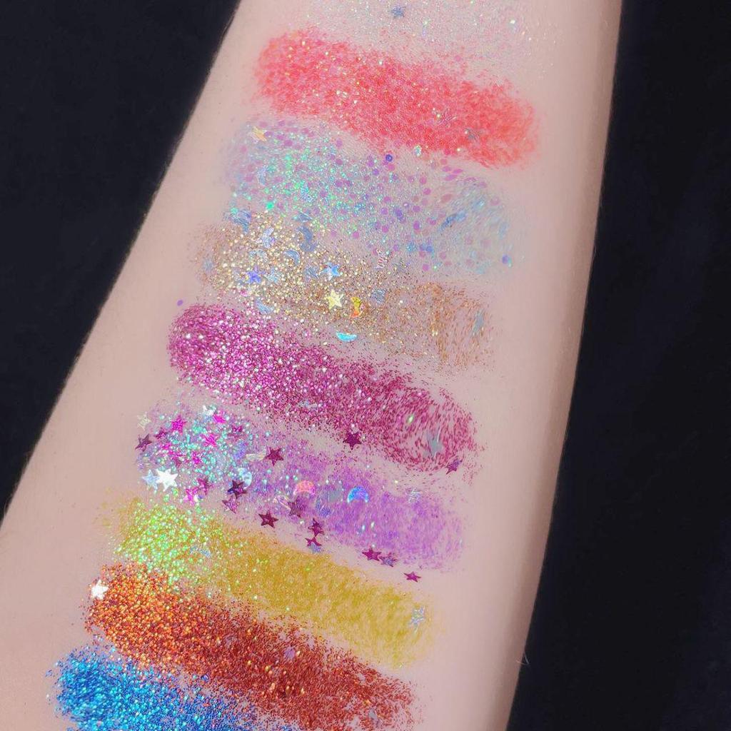 Kids' Glitter Eyeshadow Palette: Self-Adhesive Sequins & Gems for Children's Day Makeup