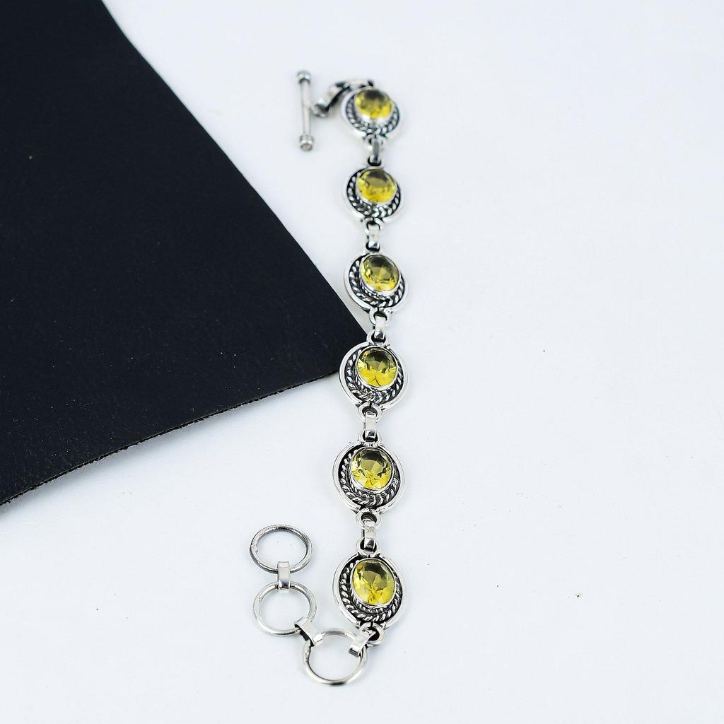 Beautiful Citrine Gemstone Handmade 925 Sterling Silver Bracelet, Citrine Bracelet For Wife , Unisex Bracelet, Easter Gift For Wife