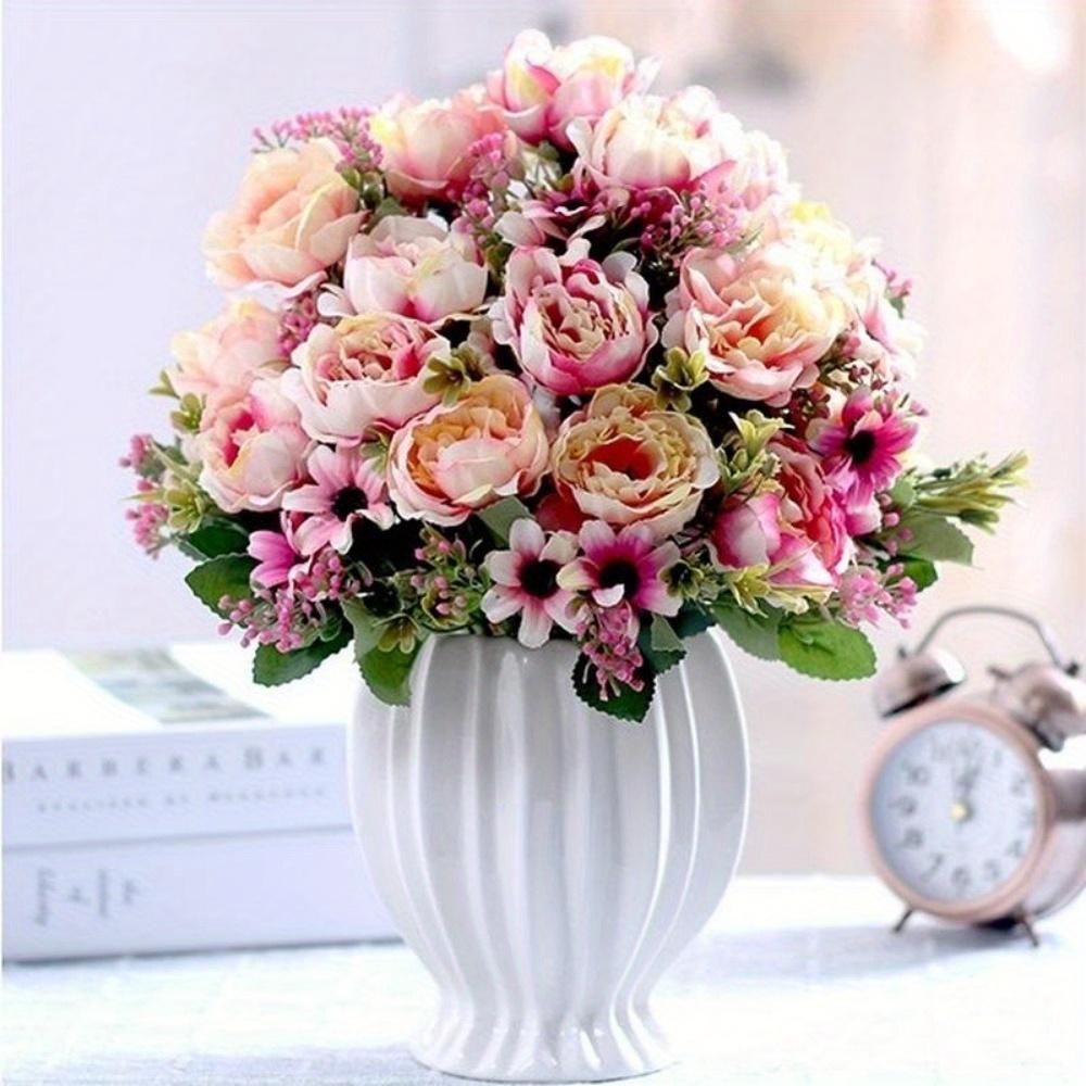 Elegant 11.81" Decor Peony & Daisy Bouquet - Vintage Style Artificial Flowers for Wedding, Home Decor, and Special Occasions