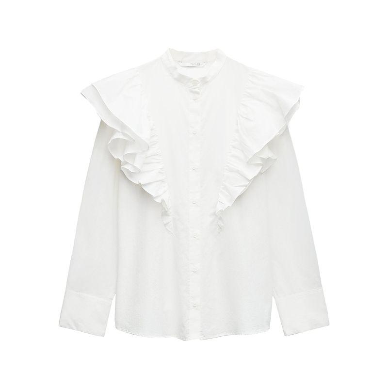 Zaprha 2025 New Arrival French Lotus Leaf Laminated Decoration Loose Feeling Loose Shirt Blouses 4786259