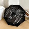 1PC Bull Skull Feathers Pattern Small Travel Compact Windproof Umbrella, Automatic Folding Umbrella, Automatic Open/Close ,Gift-161