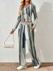 Spring and Autumn digital print women's V-neck long sleeve pants set, comfortable, casual, versatile, slim fit two-piece set