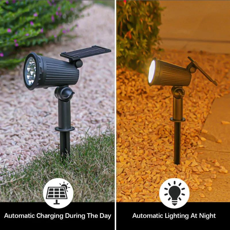 9 LED solar spotlights, utendørs IP65 vanntett, spotlys, lysstyrke justerbar for hage bakgård oppkjørselen uteplass lovdekor