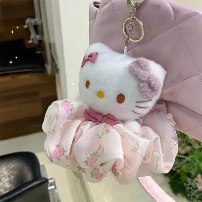 Cute Sanrio Hello Kitty Keychain Kawaii Cartoon Schoolbag Pendant Decoration  Plush Doll Toy Holiday Gifts