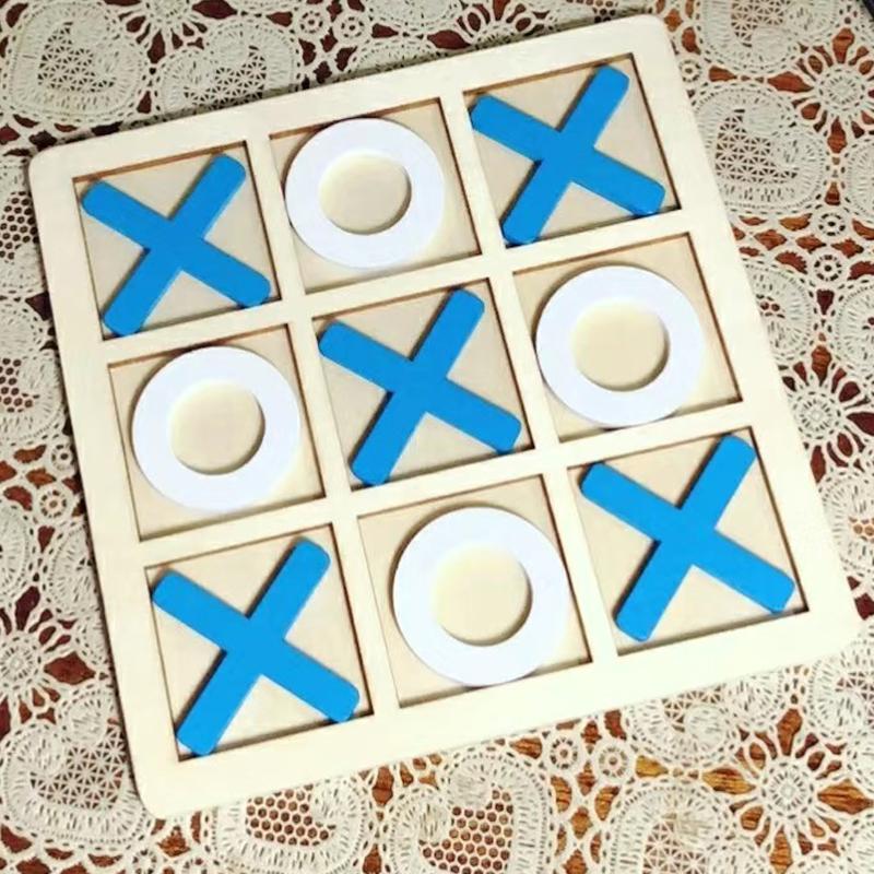 Tic Tac Toe Wooden Brain Training Board Game Table Toy, Player Room Decor, Wooden Puzzle For Children Gift