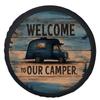 1pc Camper Welcome Sign Wheel Cover - Fit Tire with Camper Van Design, Fits Most Cars, SUVs, RVs & - Wheel Protection Cover for Travel Trailers & Vehi