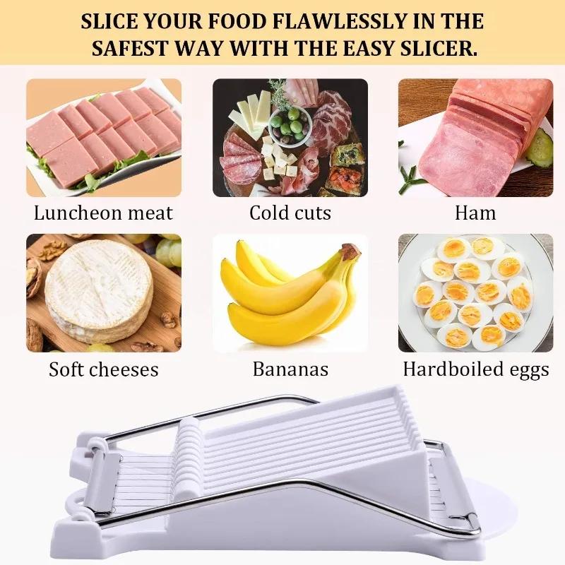 Kitchen Luncheon Meat Slicer, Egg Fruit Cheese Butter Banana Cutter Stainless Steel Cuts 10/12/14 Slices