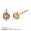 Stainless Steel Sequined Stud Earrings Jewelry Light Luxury High-End Earrings Female Moon Crown Shape Stud Earrings
