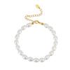 RINNTIN GPB11 Best Quality 5- 6mm White Beaded Bracelet 925 Sterling Silver White FreshWater Pearl Bracelet for Women