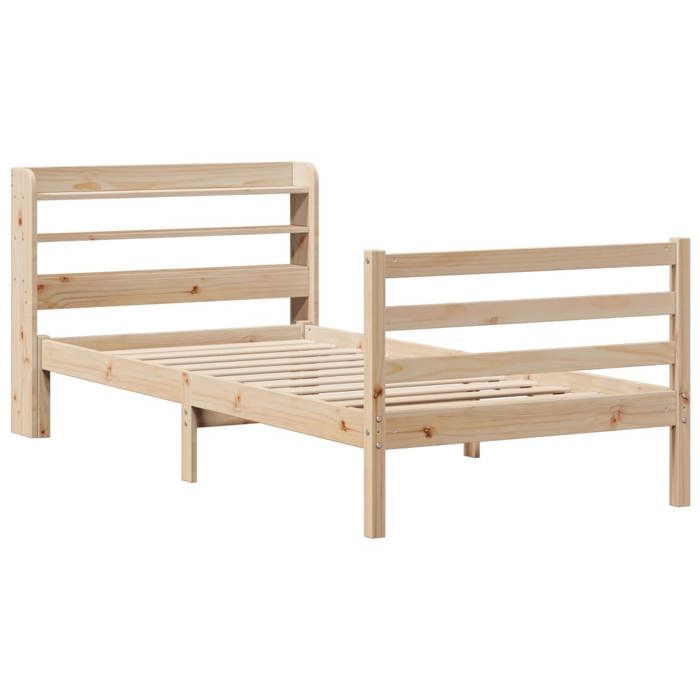 VidaXL Cadre de lit et tête de lit 100x200 cm bois de pin massif, lit, mobilier de chambre à coucher, lit en bois, lit 3306641
