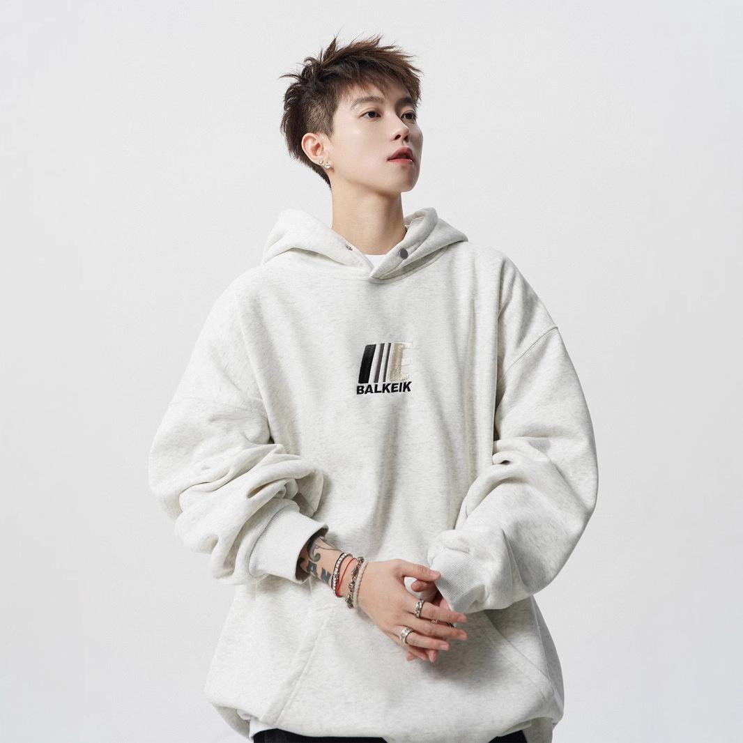 Hooded Sweater Mens Autumn Leisure Couple Hoodie High Street Versatile Embroidered Relaxed Fit Coat M