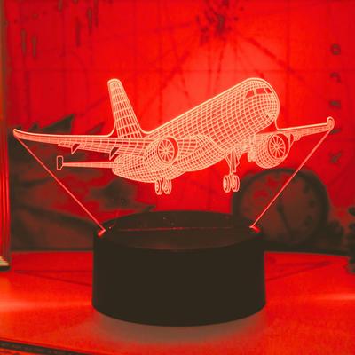 3D Night Light Creative Airplane Design As a Special Gift for Friends, Decorating the Room Atmosphere As a Holiday Gift