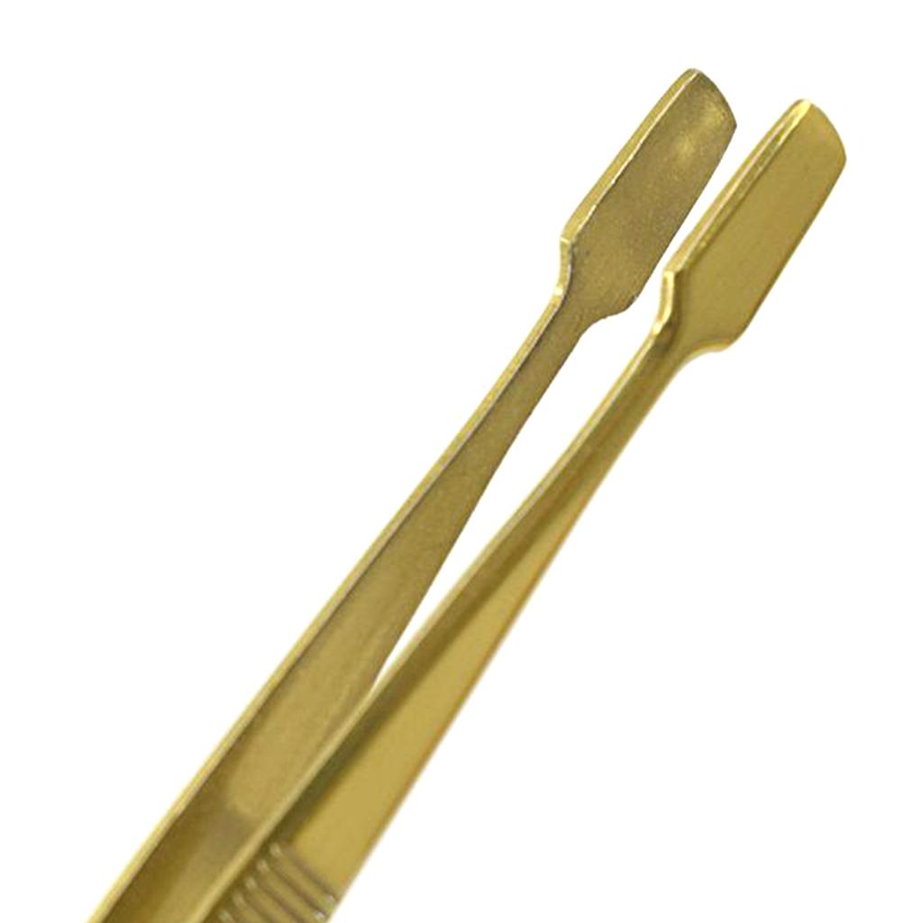Eyebrow Tweezer Slant Flat Tip Closed Clamp Face Eye Hair Remover False Eyelash Extension Eyelid Sticker Applicator