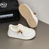 European Leather Breathable Casual Little White Shoes Women's 2025 Autumn New Hong Kong Style Heightening Board Shoes Slim Bread Women's Shoes