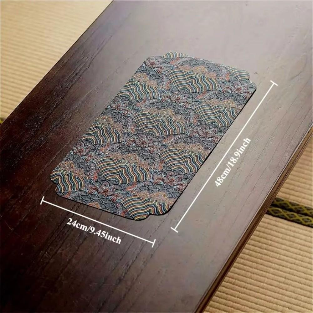 Double-Sided Brocade Tea Mat Chinese Zen Anti-Slip Dry Brewing Tea Ceremony Retro Dining Table Decoration Traditional Coaster