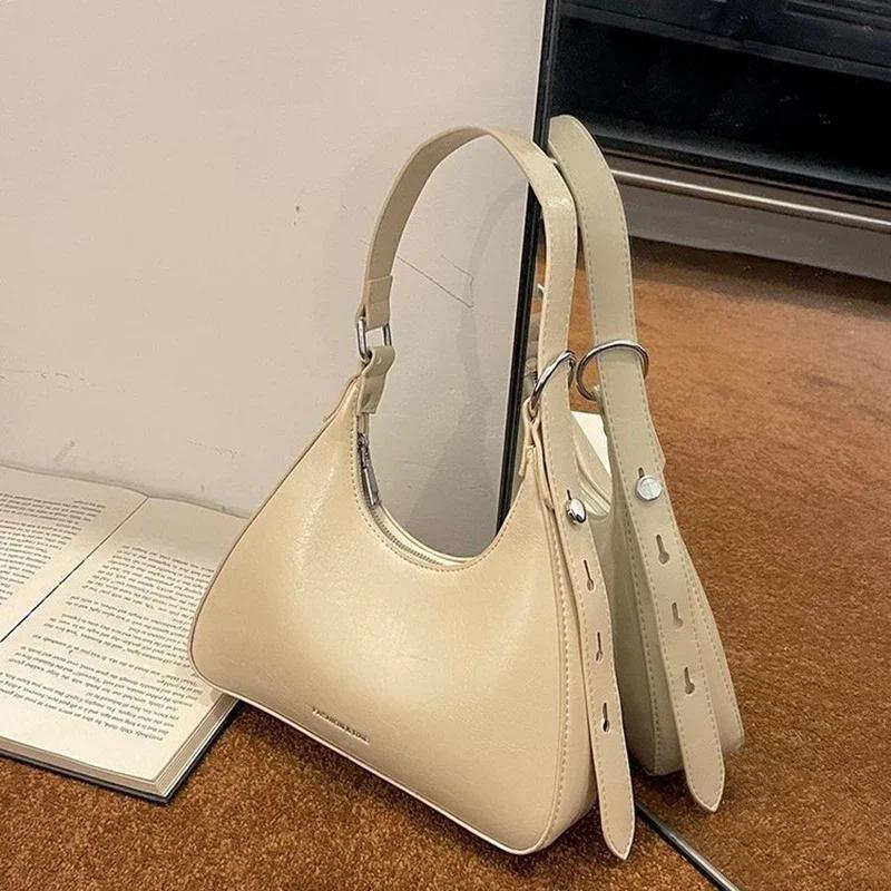 French Style Armpit Bag for Women  New High-end Versatile Designer Shoulder Bags Retro Waxed Oil Leather Bag