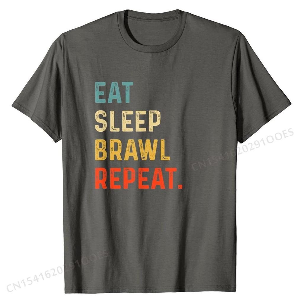Eat Sleep Brawl Repeat Gamer T-Shirt Latest Casual T Shirts Cotton Men Tops Shirts Casual
