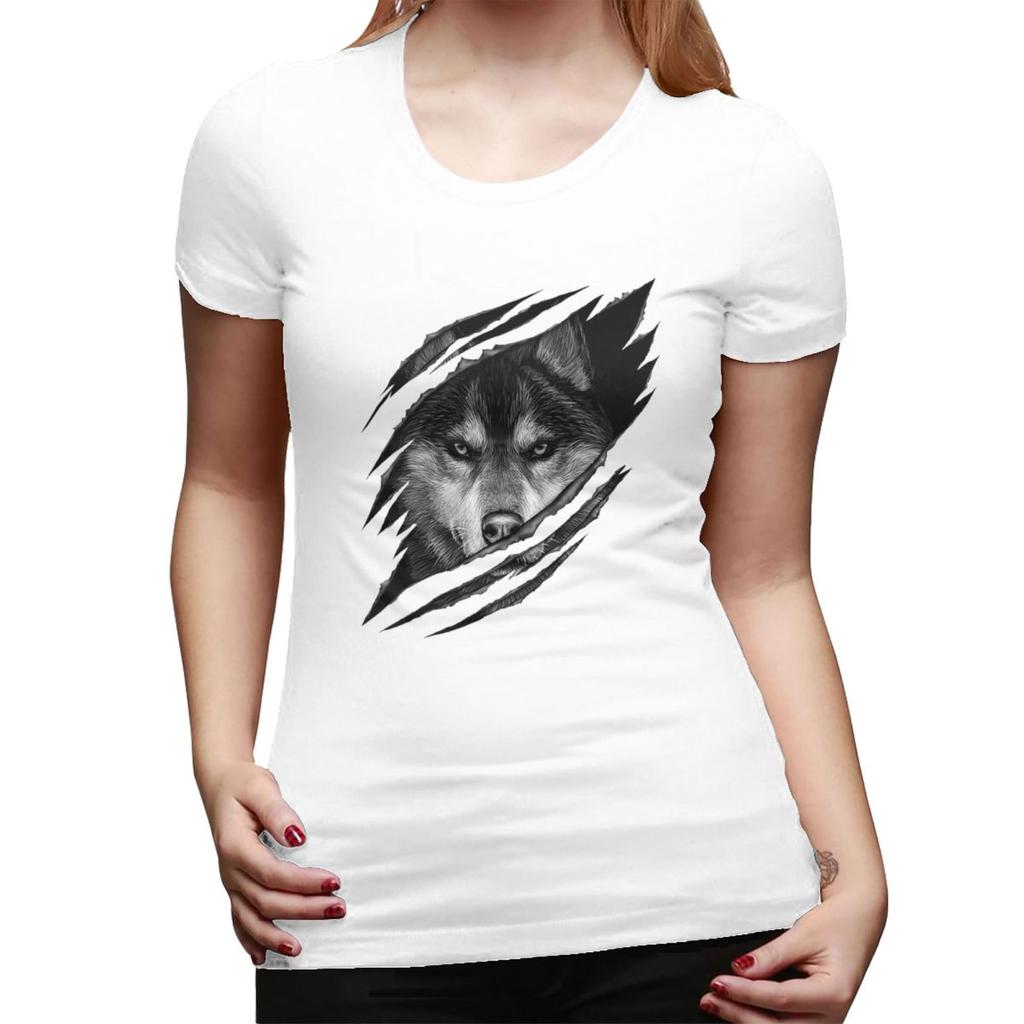 Cool Wolf RAR Design TShirt for Women Round Neck Streetwear T Shirts Womens Short Sleeve Summer Clothes Tops