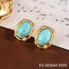 Exquisite Vintage 925 Silver Geometric Turquoise Stud Earrings for Women