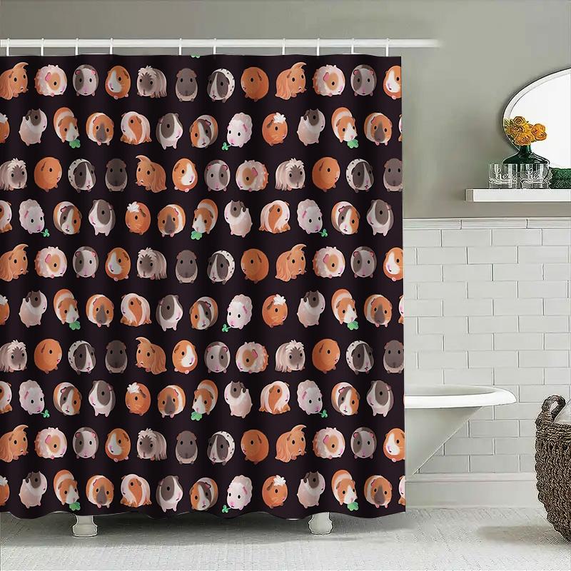 Cute Shiba Inu Dog Shower Curtain Waterproof Bathroom Decor Japanese Dog Pattern Washable Fabric Modern Home Textile