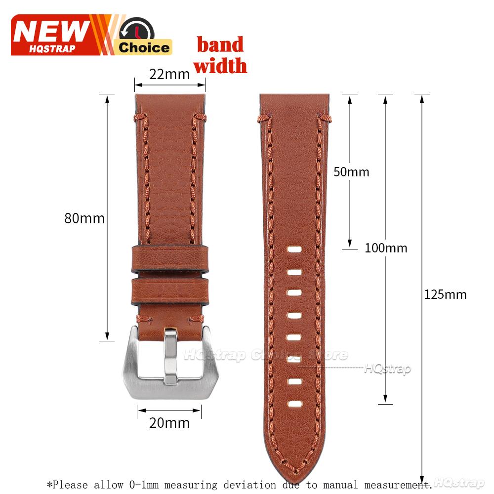 Genuine Leather Watchband 20mm 22mm 24mm Watch Strap for Women Men Wrist Band Oil Cowhide Bracelet Black Brown Wristband
