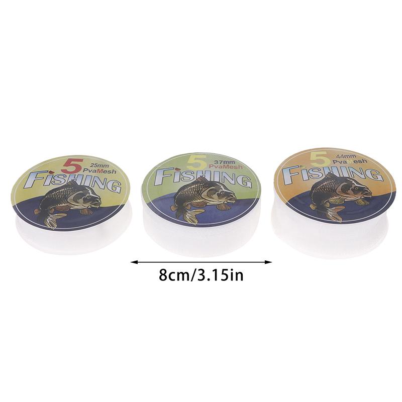 5M Pva Diameter 25/37/44Mm Bait Wrap Bag Water Dissolving Mesh Fishing Water Soluble Mesh Carp Coarse Fishing Lure Bag