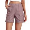 Women's Casual High Waist Solid Color Elastic Waist Shorts