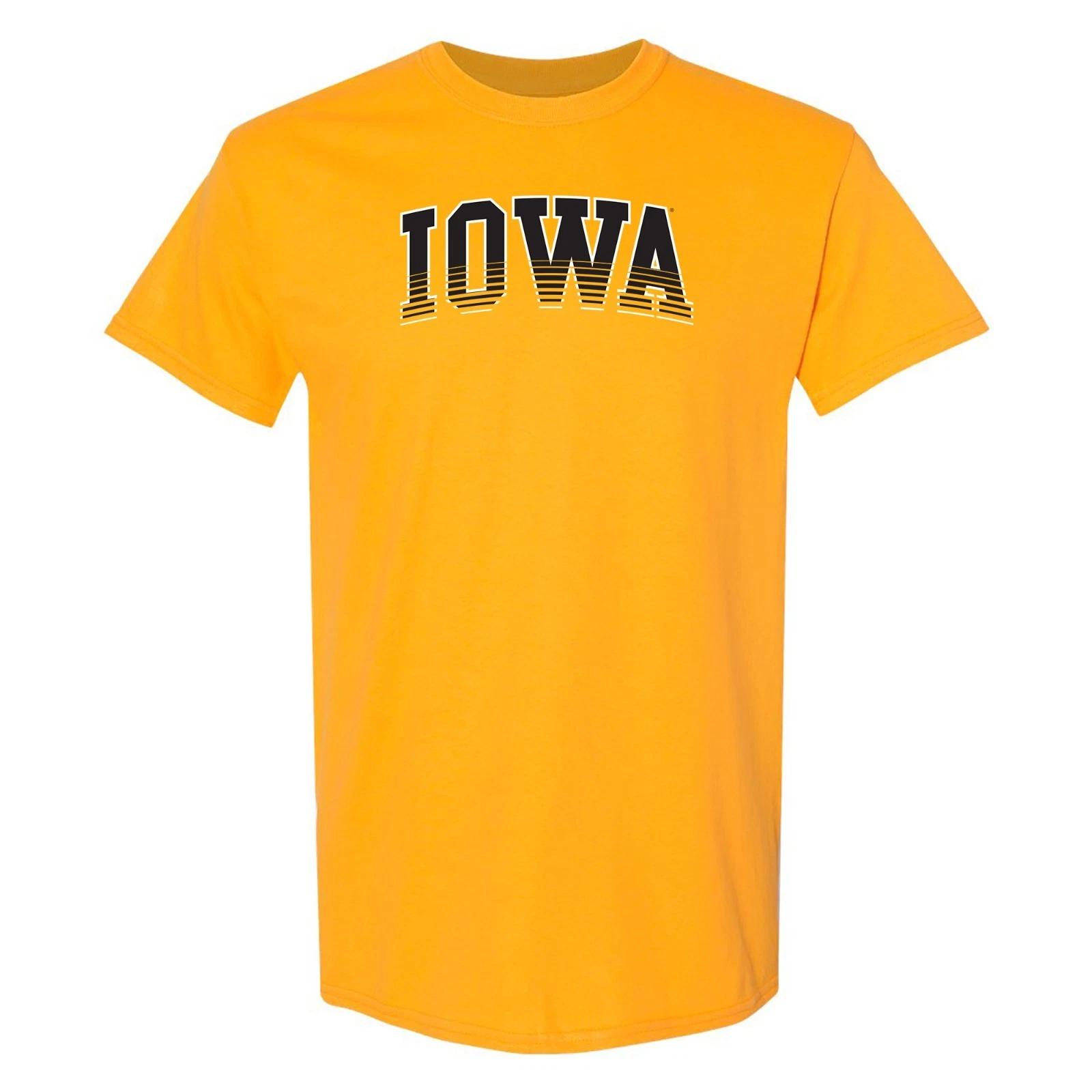 Iowa Hawkeyes Arch Fade College University T-Shirt - Gold 4XL