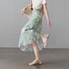 SOFSIL 2026 Summer Ramie Printed A-Line Mid-Length Skirt