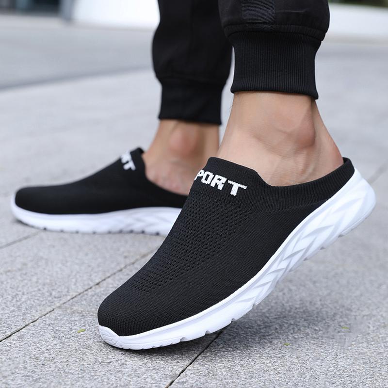 Lightweight Men's Half Slippers Breathable Men Slippers Fashion Casual Shoes Anti-slip Male Flat Slip on Flats Outdoor Big Size