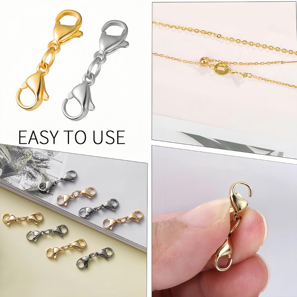 5pcs Stainless Steel Double Lobster Clasp Extender Claw Chain Connector for DIY Bracelet Necklace Chains Jewelry Making Supplies