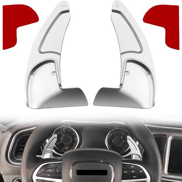 Silver Aluminum Alloy Steering Wheel Shift Paddle Trim for Dodge Challenger (1 Pair)