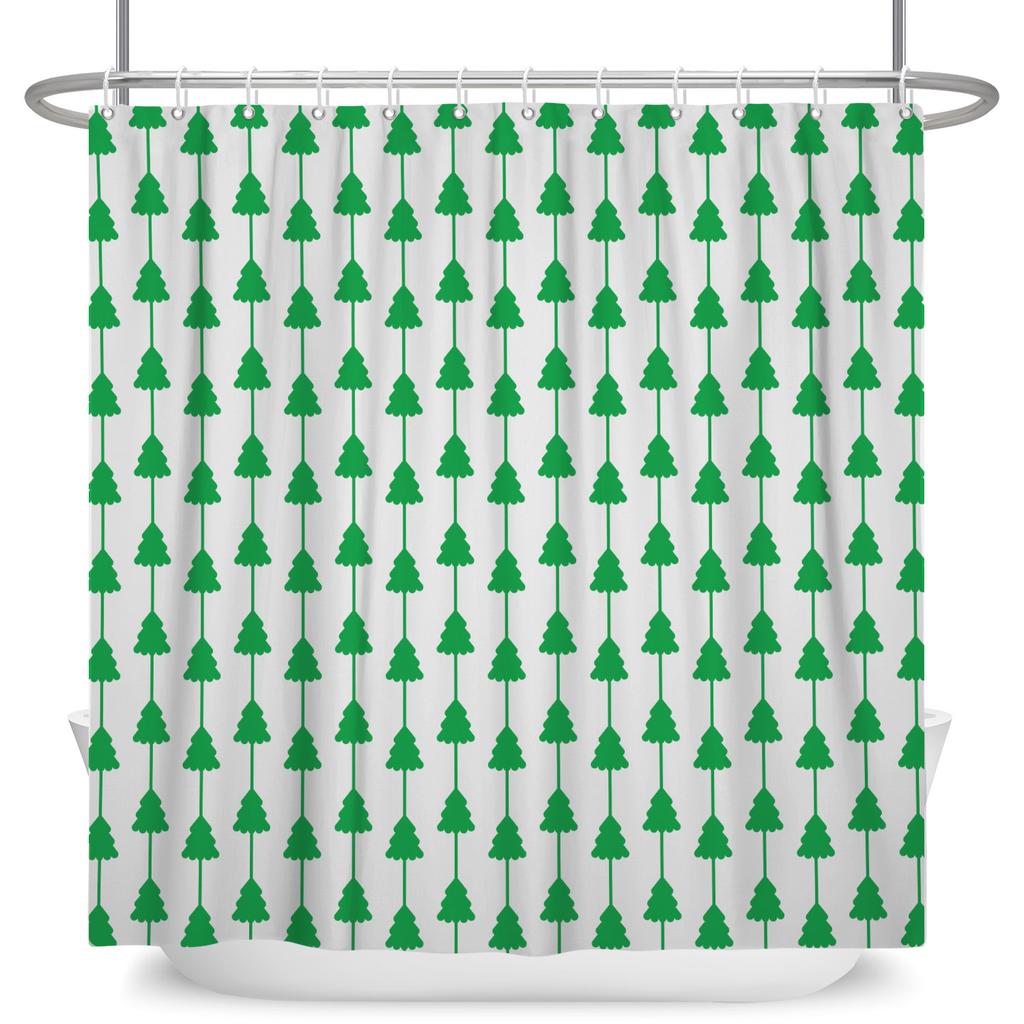 GAEMerry Christmas Duschvorhang Winter Schnee Weihnachtsmann Weihnachtsbaum Dekor Badezimmer Vorhänge Wasserdichte Badewannenwand