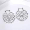 Dawapara Stainless Steel Bohemian Hoop Earrings Filigree Mandala Sacred Geometry Amulet Wiccan Earrings Women Jewelry