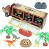 Dinosaur Transporter Animal Model Set, Portable Storage Container Truck Pull Back Dinosaur Car Toy