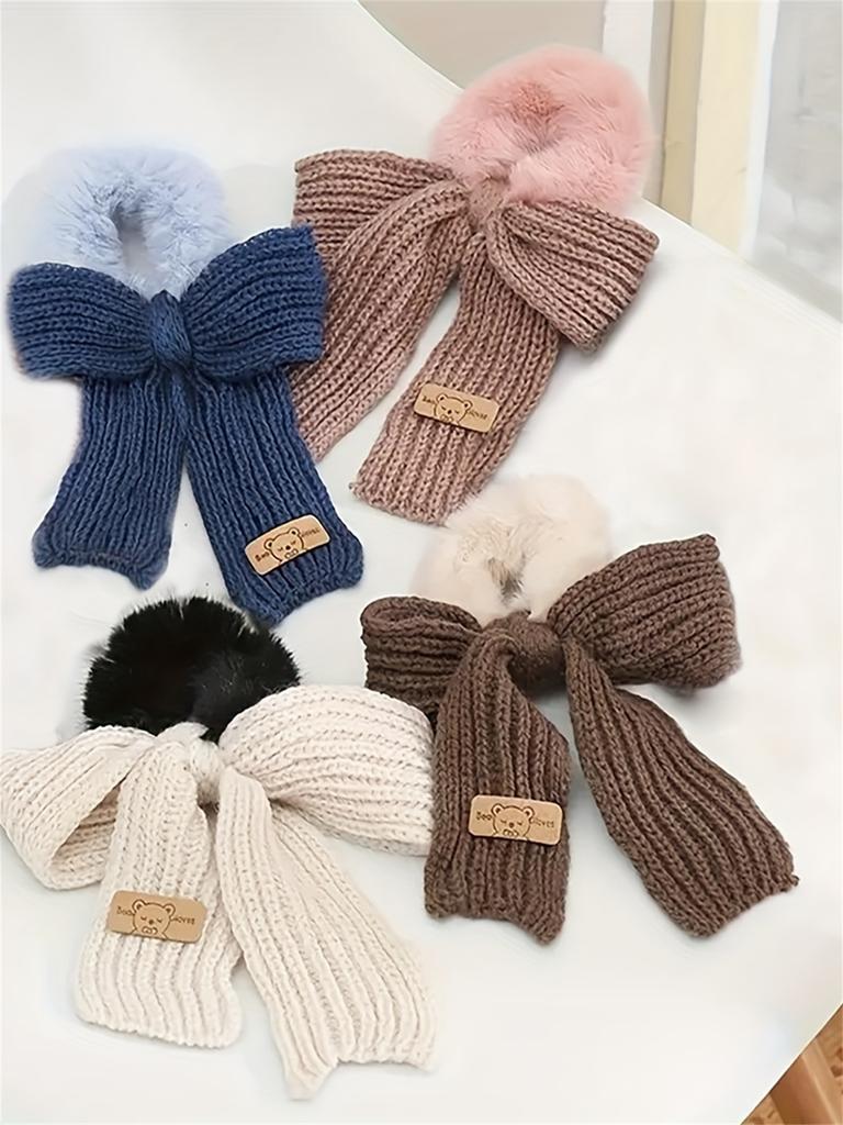 1pcs Soft Autumn and Winter Bow Plush Elastic Hair Ties | Ponytail Holders for Women's Party Outings and Daily Styling Accessori