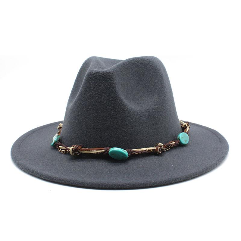Emerald Western Region Style Top Hat Resin Accessories Jazz Hat Woolen Felt Hat