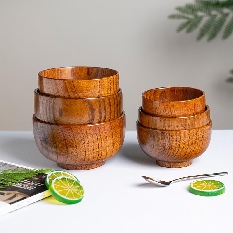 Retro Japanese-style Solid Wood Tableware Rice Bowl Household Large Soup Bowl Baby Wooden Bowl Sour Jujube Wood Adult Bowl