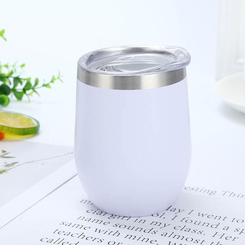 Stainless Steel Eggshell Wine Tumbler 12oz Double Wall Vacuum Insulated Reusable Cup for Birthday Holiday Gifts